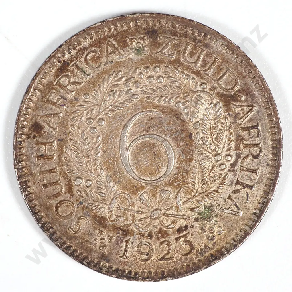 1923 South Africa Silver Sixpence  Image 1++