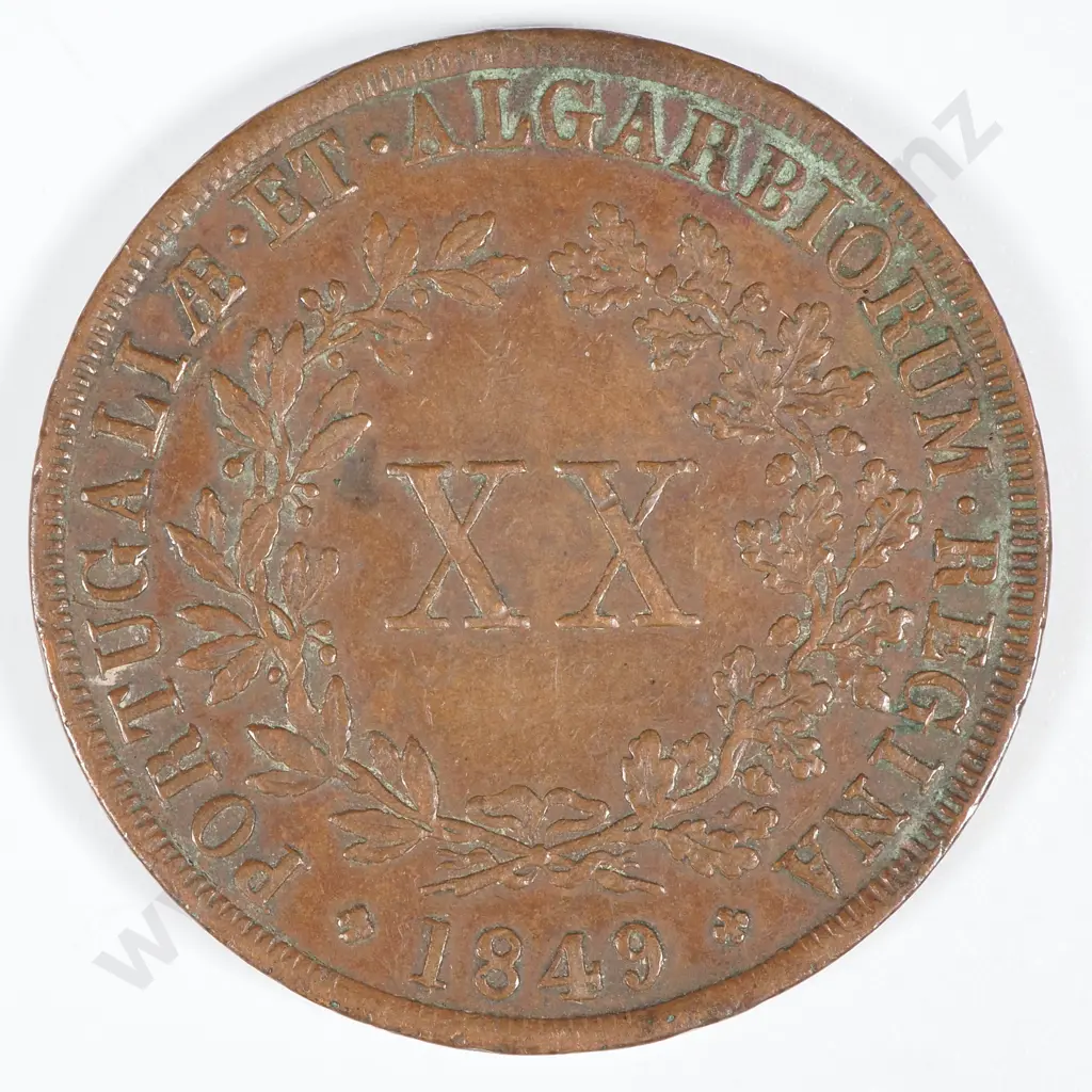 1849 Portugal 20 Reis - Large Copper Coin  Image 1++