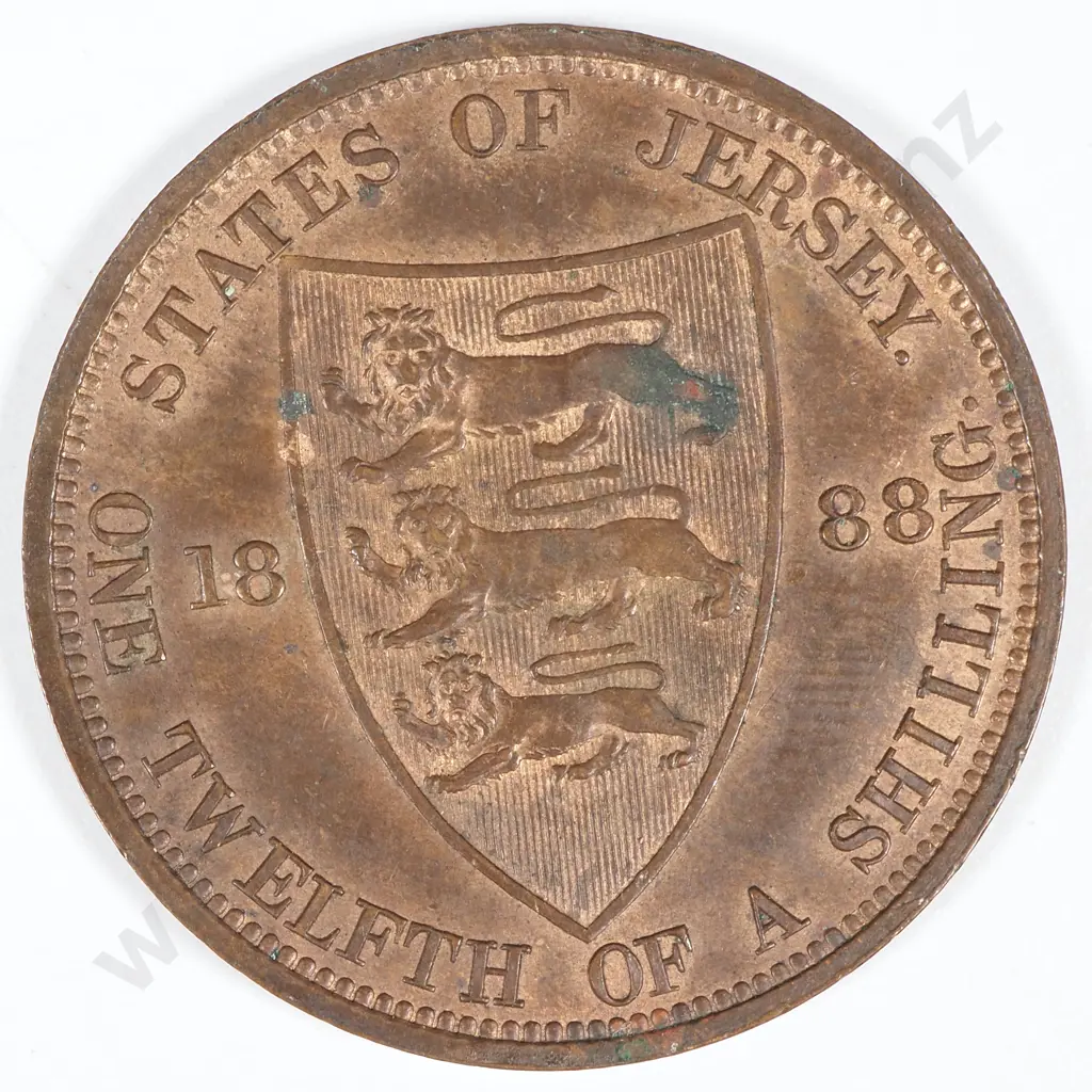 1888 Jersey 1/12th Shilling - w Some Original Lustre  Image 1++