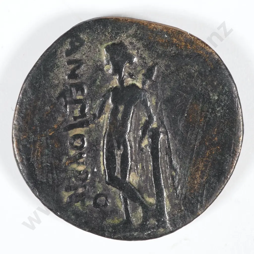 Ancient Greece Unidentified Copper Coin - Asia Minor C350 BC, Obverse Apollo, Reverse Athena - 23.5-25.5mm: 9.9 Grams Image 1++