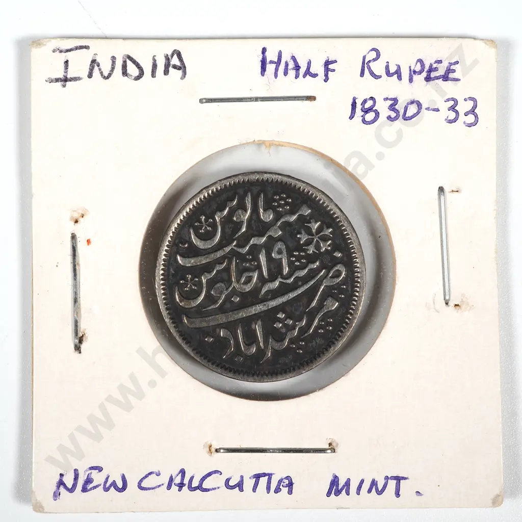 1830-1833 India Half Rupee - New Calcutta Mint in Cardboard Holder  Image 1++