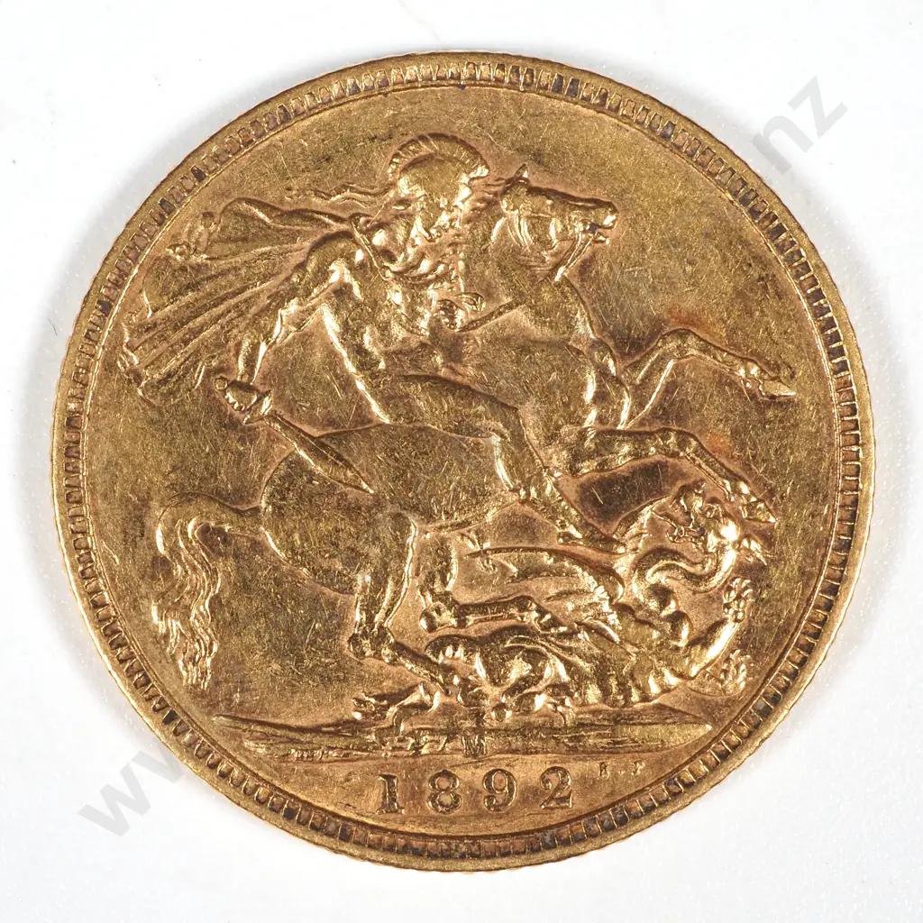 1892 M Australia Full Sovereign VF  Image 1++