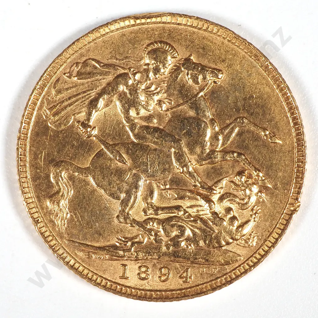 1894 United Kingdom Full Sovereign - VF w Edge Knock Image 1++