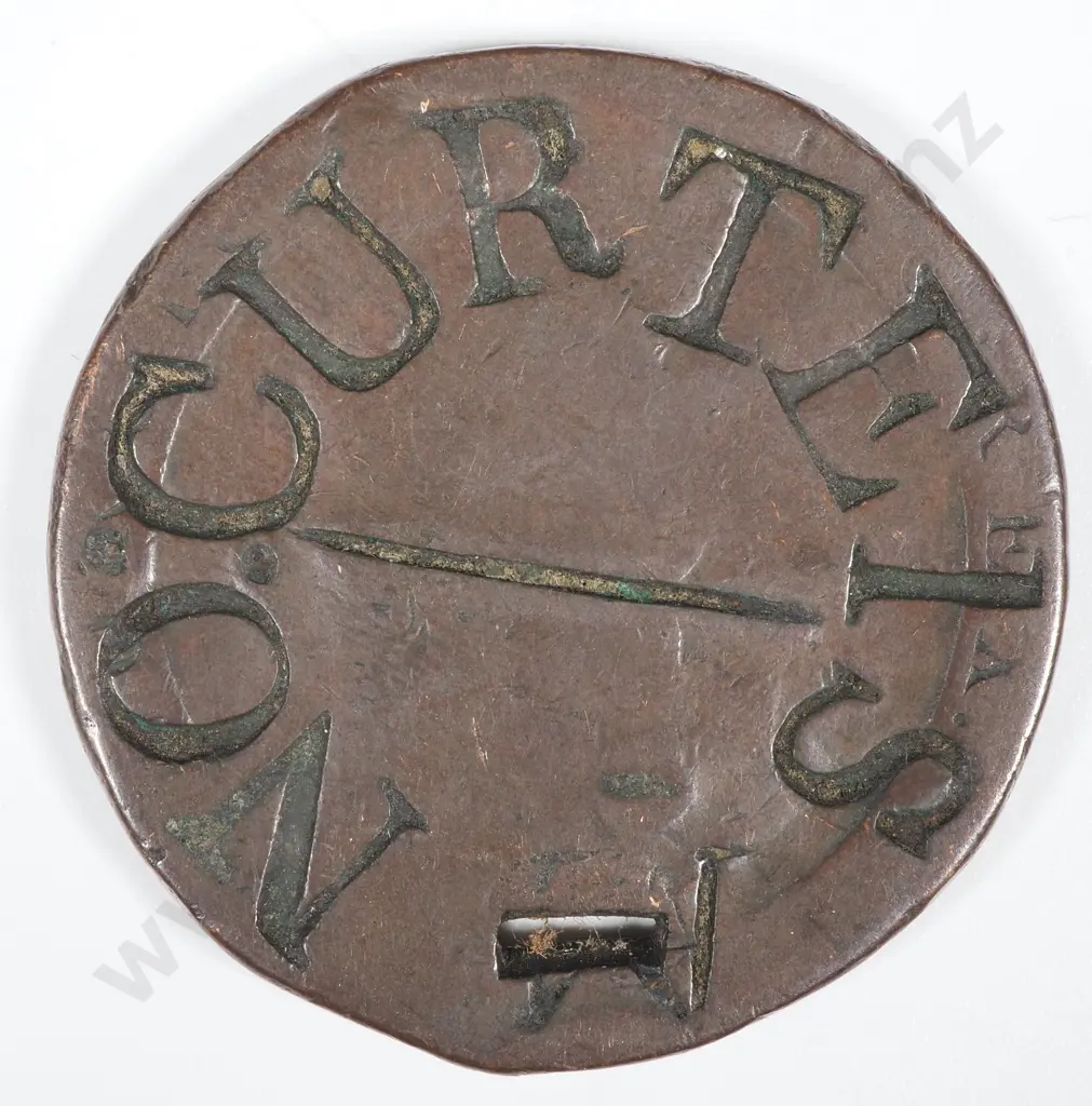1797 United Kingdom Cartwheel Penny - Over-stamped " EVANS" & "NOCURTELS"" Image 1++