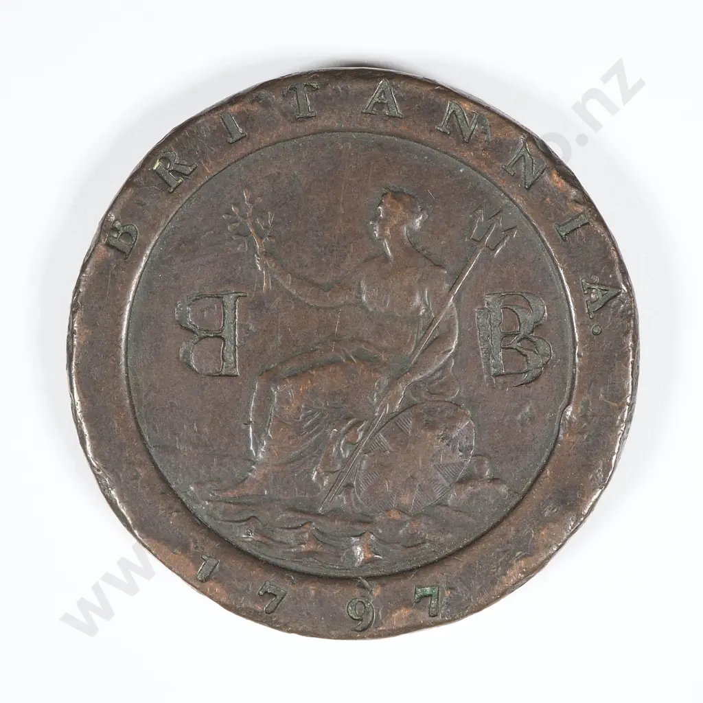 1797 United Kingdom Two Penny - Over-stamped " B B " Image 1++