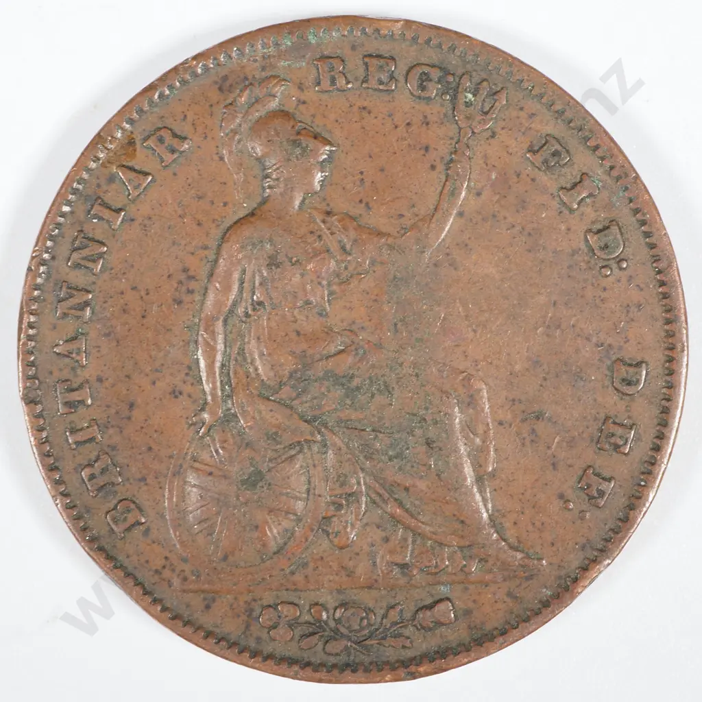 1847 United Kingdom Penny - Over-stamped "G. HALL"  Image 1++
