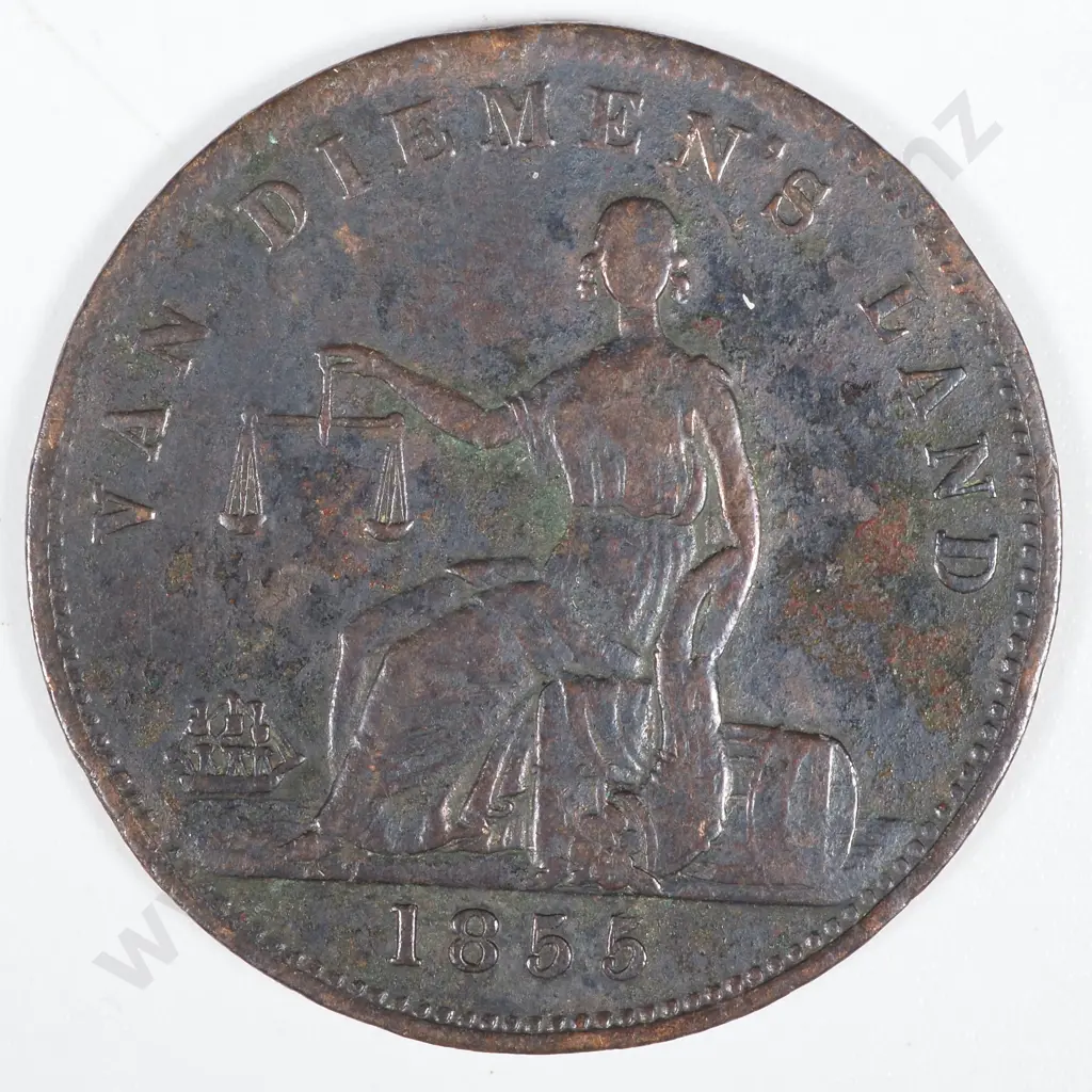 19th Century Australian Copper One Penny Trade Token - New Town Toll Gate R Josephs - Van Diemens Land 1855 Image 1++