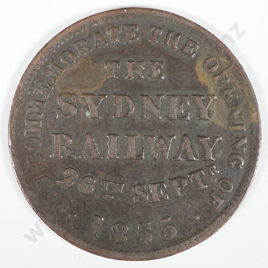 19th Century Australian Copper One Penny Trade Token - The Sydney Railway 26th Sept 1855 - Hanks & Lloyd Tea Mart Image 1++