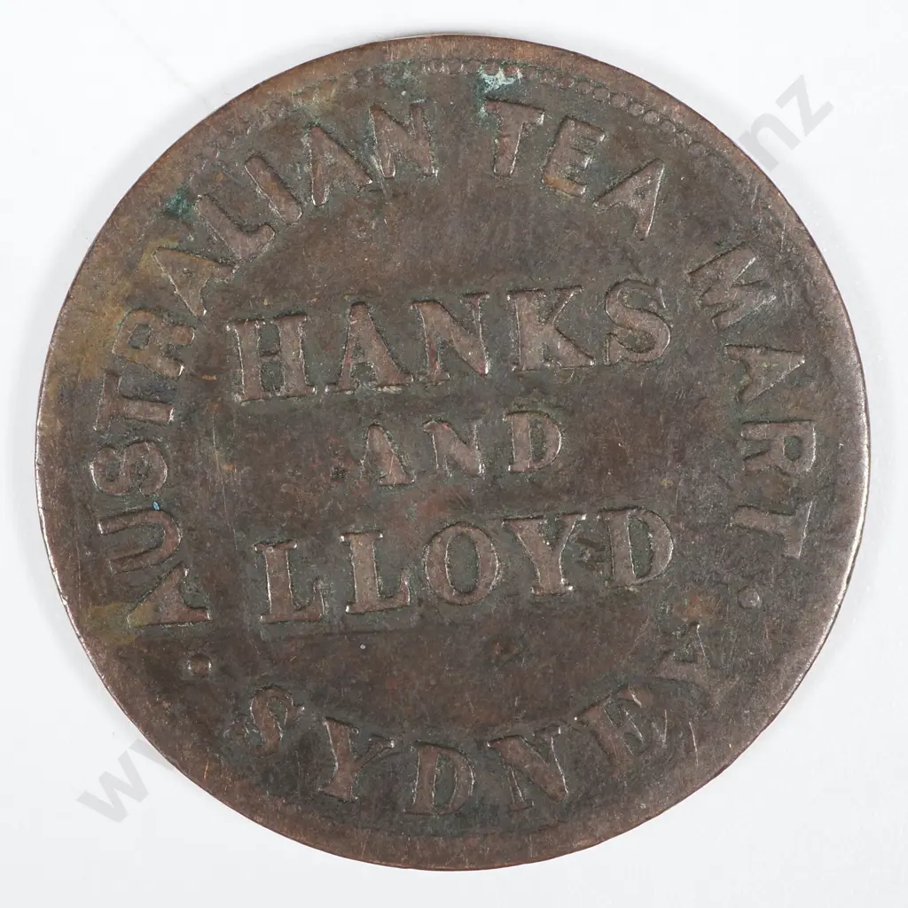 19th Century Australian Copper One Penny Trade Token - The Sydney Railway 26th Sept 1855 - Hanks & Lloyd Tea Mart Image 1++