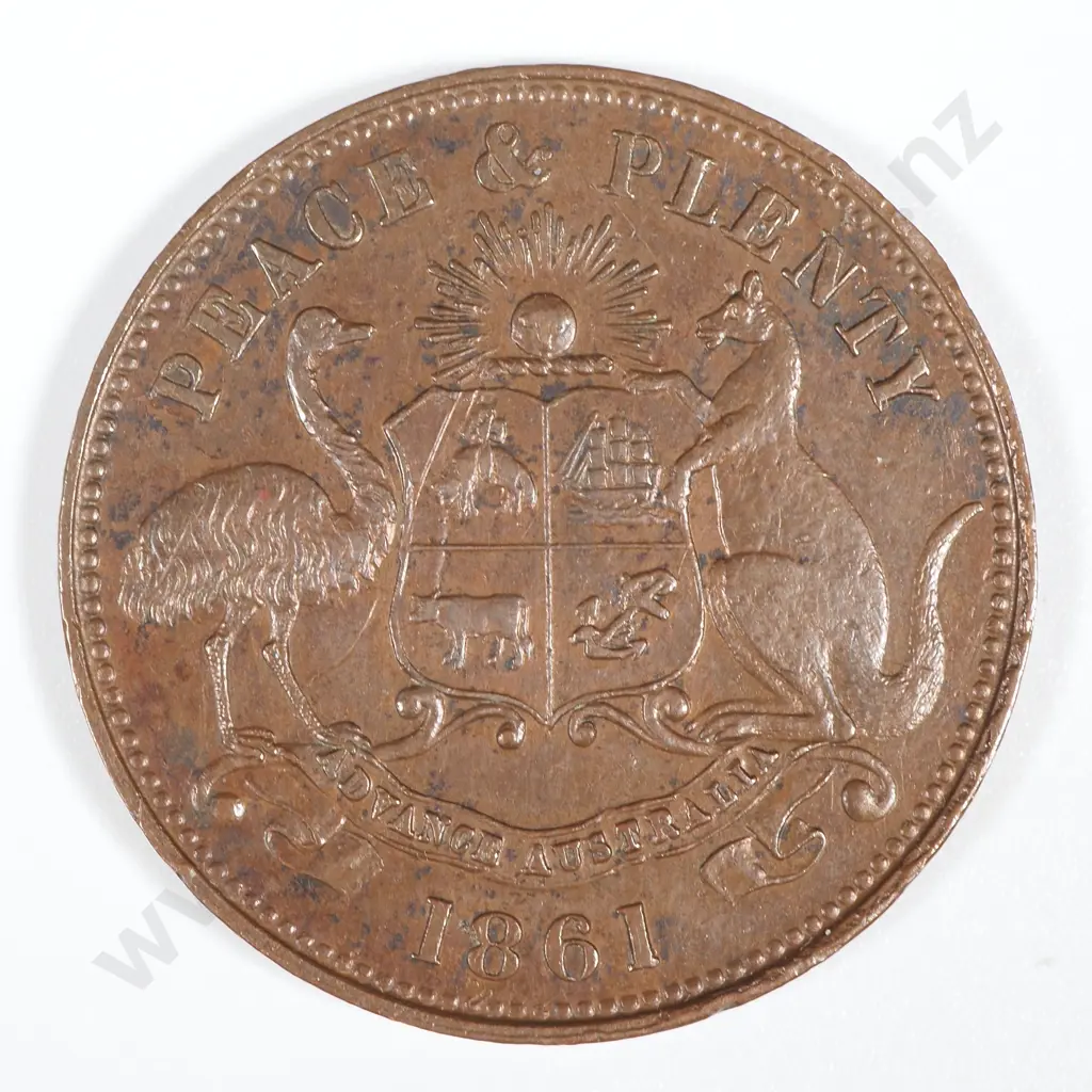 19th Century Australian Copper One Penny Trade Token - Robert Hyde & Co General Marine Store - Melbourne  Image 1++