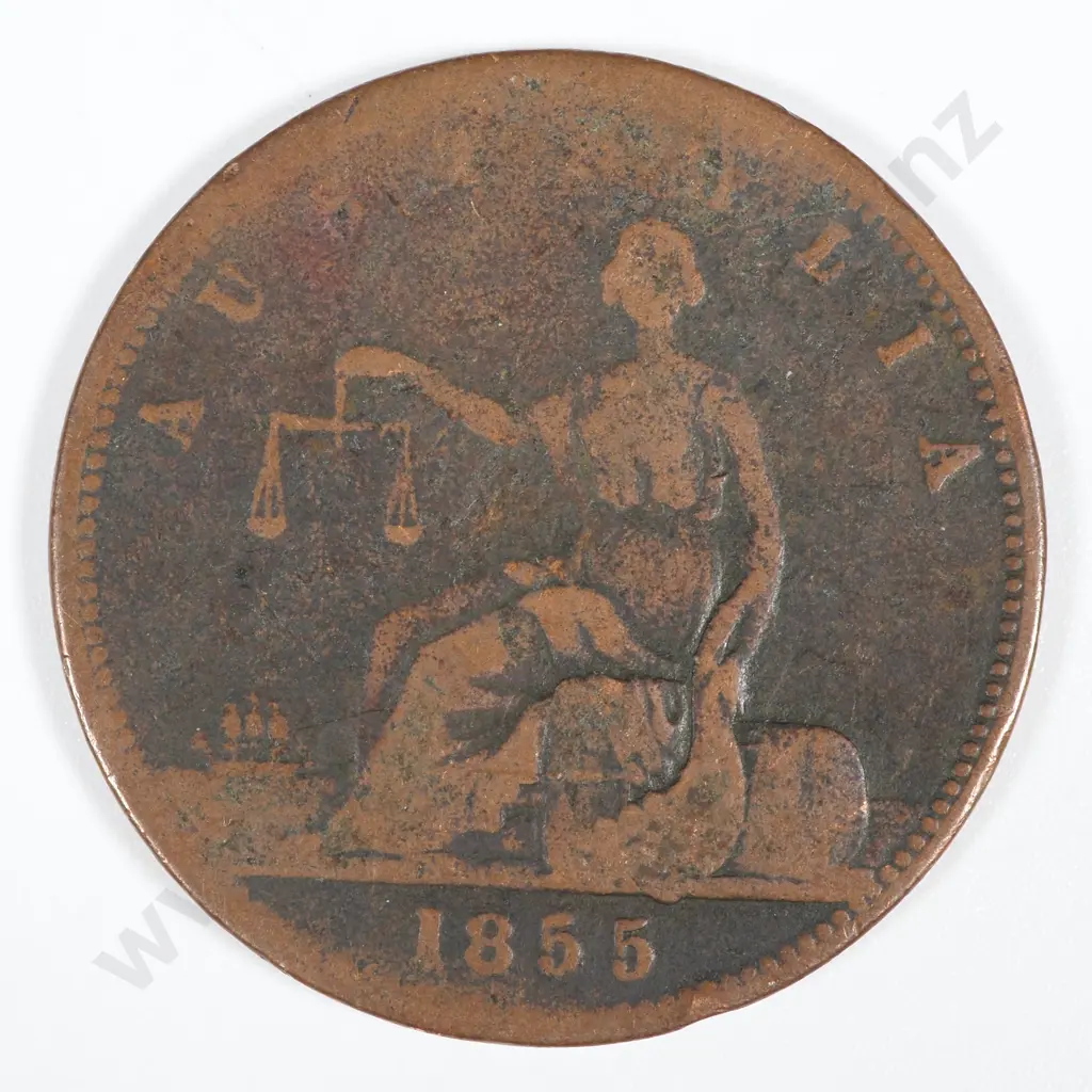 19th Century Australian Copper One Penny Trade Token - A Toogood Merchant - Sydney 1855 Image 1++