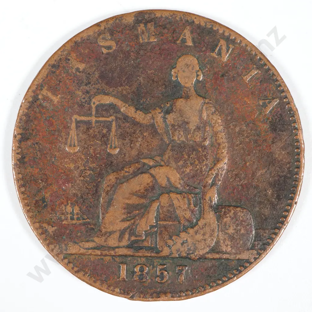 19th Century Australian Copper One Penny Trade Token - I Friedman Pawnbroker Tasmania 1857 Image 1++