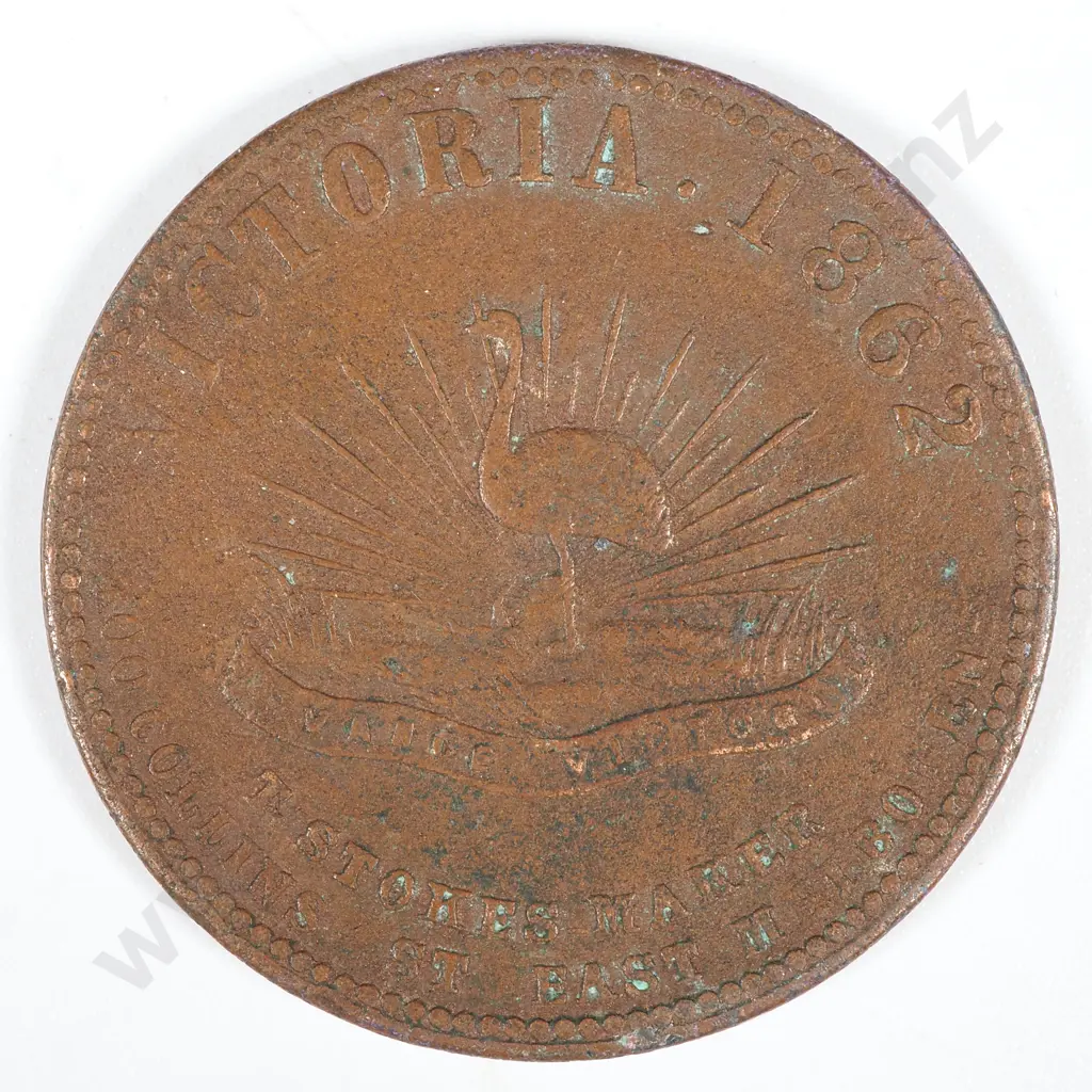 19th Century Australian Copper One Penny Trade Token - Robison Bros Victoria Copper Works Melbourne  Image 1++