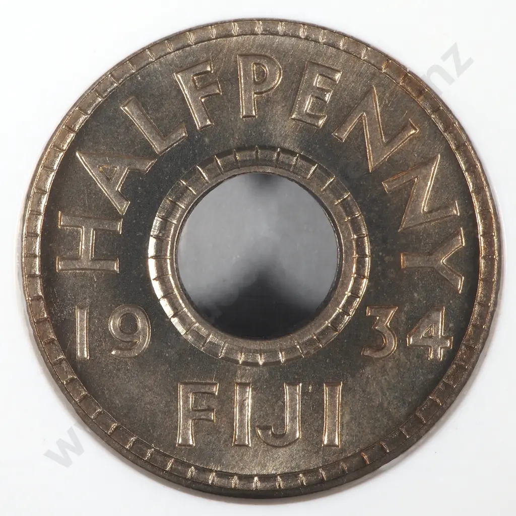 1934 Fiji Halfpenny NGC Graded & Slabbed - MS66 Image 1++
