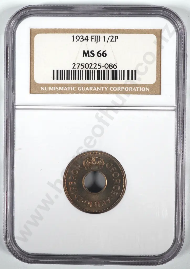 1934 Fiji Halfpenny NGC Graded & Slabbed - MS66 Image 1++