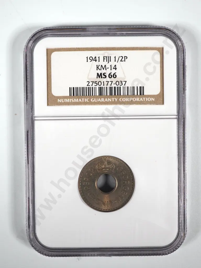 1941 Fiji Halfpenny NGC Graded & Slabbed - MS66 Image 1++