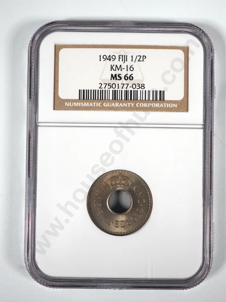 1949 Fiji Halfpenny NGC Graded & Slabbed - MS66 Image 1++