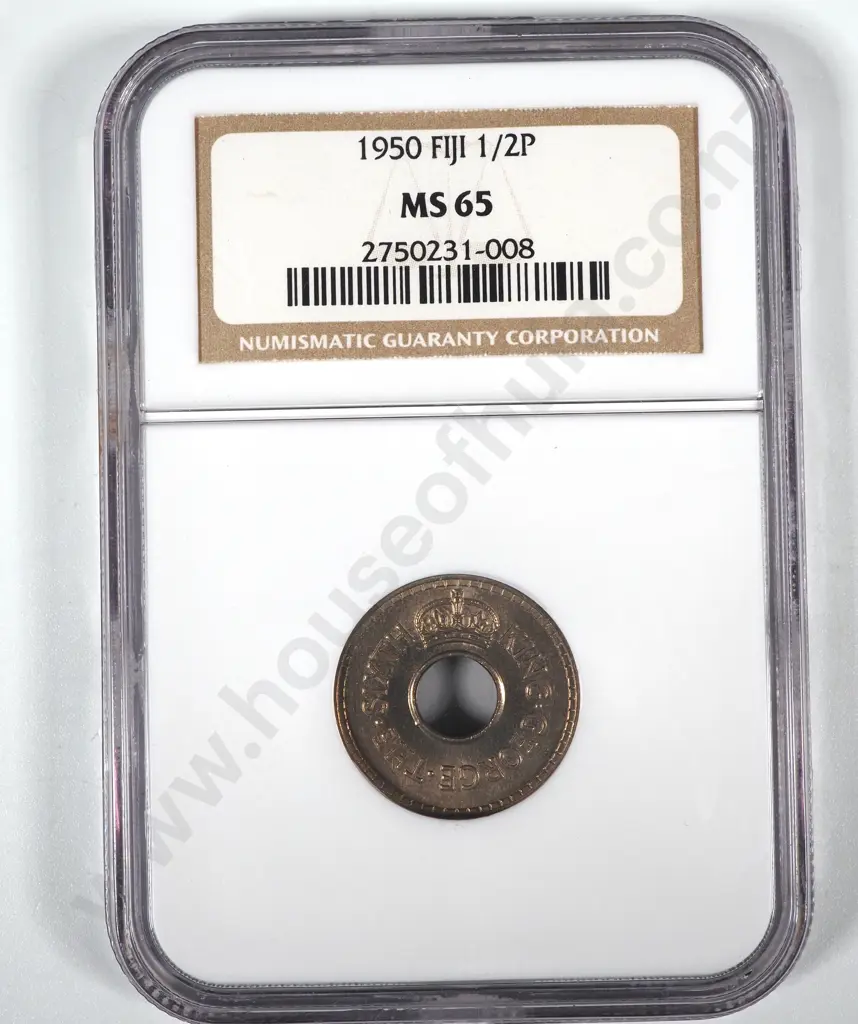1950 Fiji Halfpenny NGC Graded & Slabbed - MS65 Image 1++