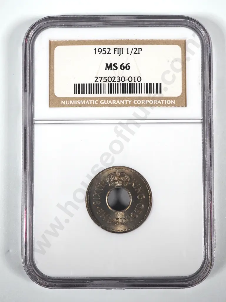 1952 Fiji Halfpenny NGC Graded & Slabbed - MS66 Image 1++