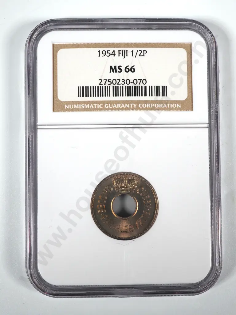 1954 Fiji Halfpenny NGC Graded & Slabbed - MS66 Image 1++