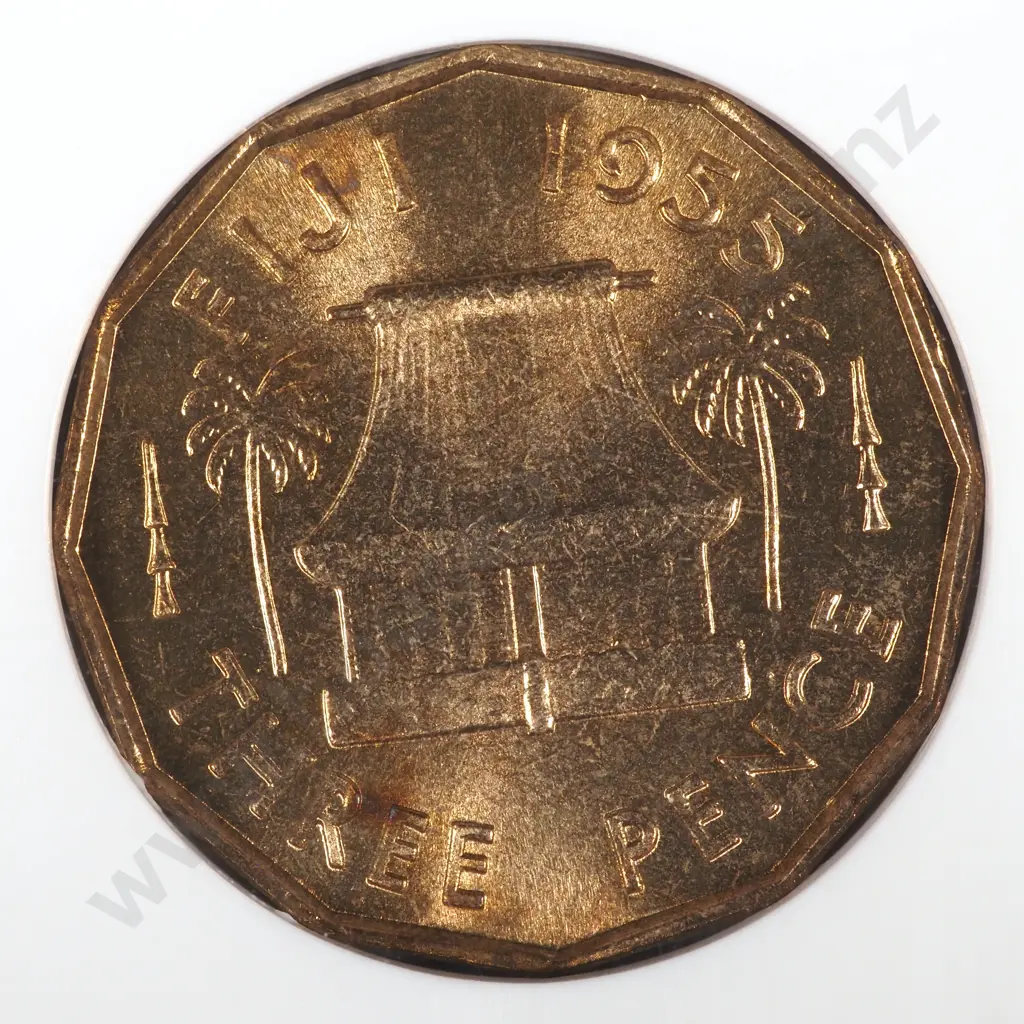 1955 Fiji Threepence NGC Graded & Slabbed - MS65 Image 1++