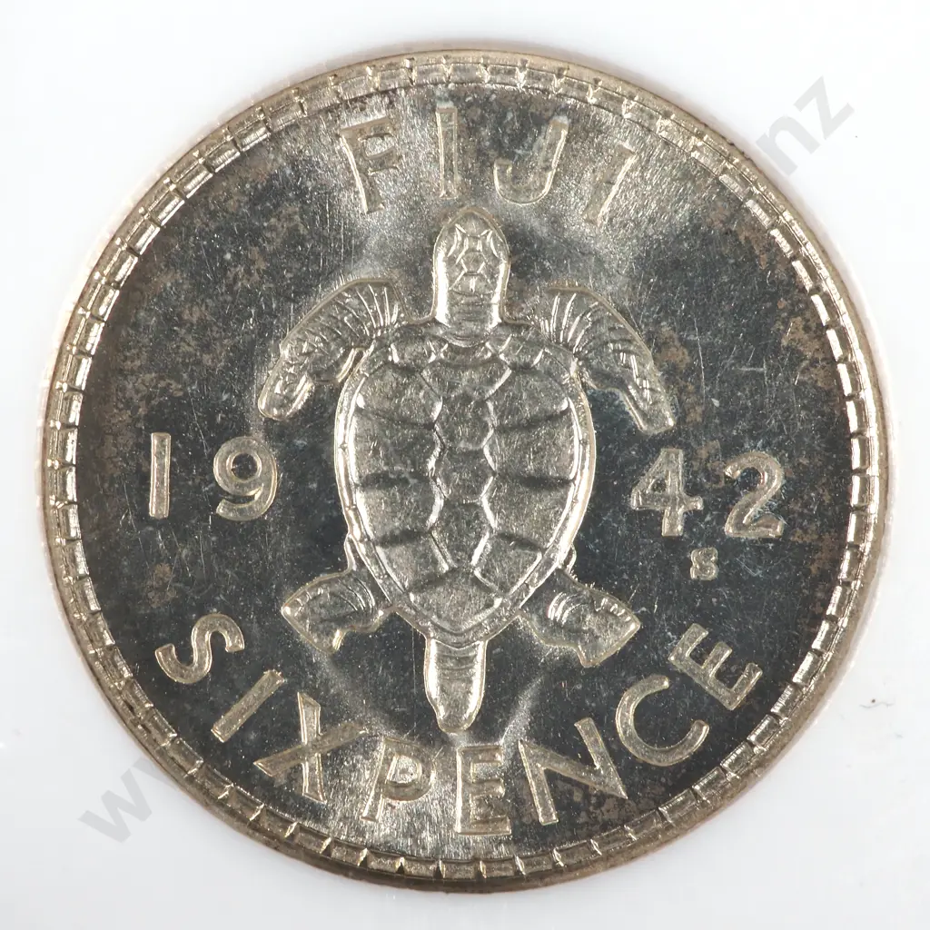 1942 S Fiji Sixpence NGC Graded & Slabbed - MS62 Image 1++