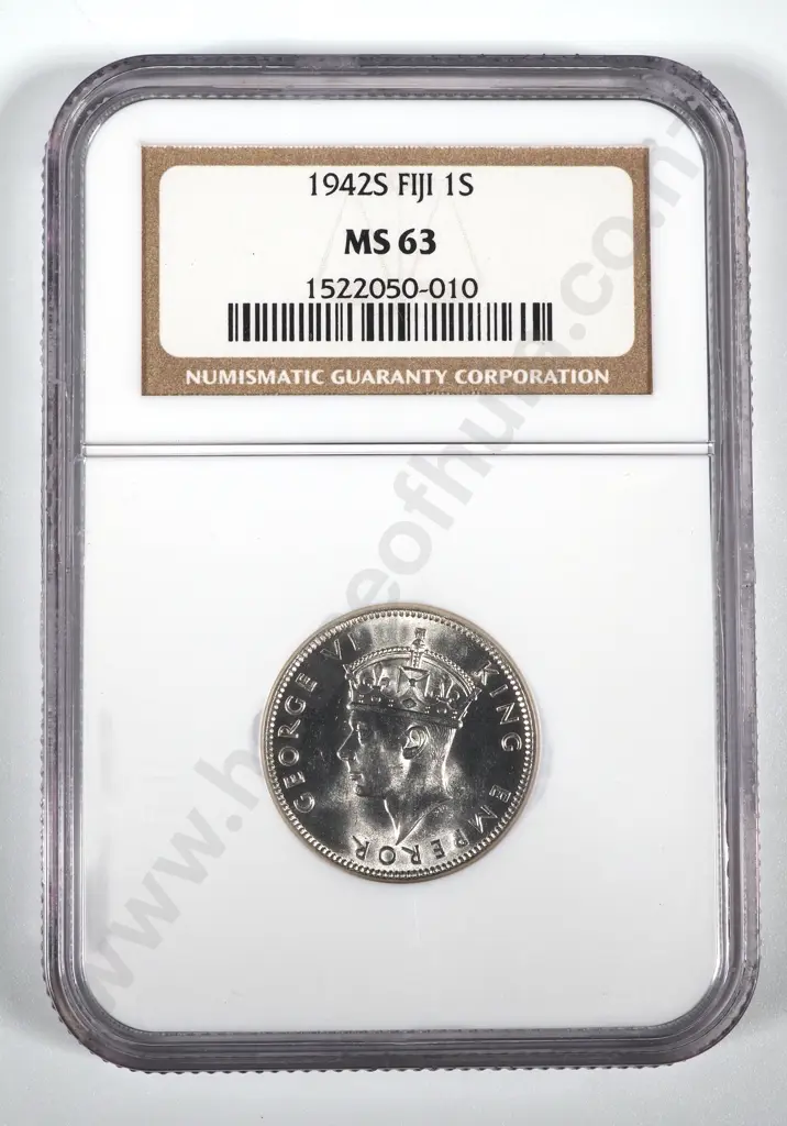 1942 S Fiji Sixpence NGC Graded & Slabbed - MS63 Image 1++