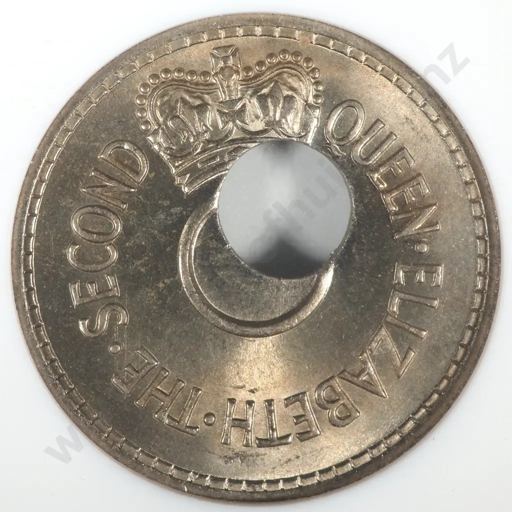 1967 Fiji Penny, Error Coin - Hole Off Centre, ANACS Graded & Slabbed - MS65 Image 1++