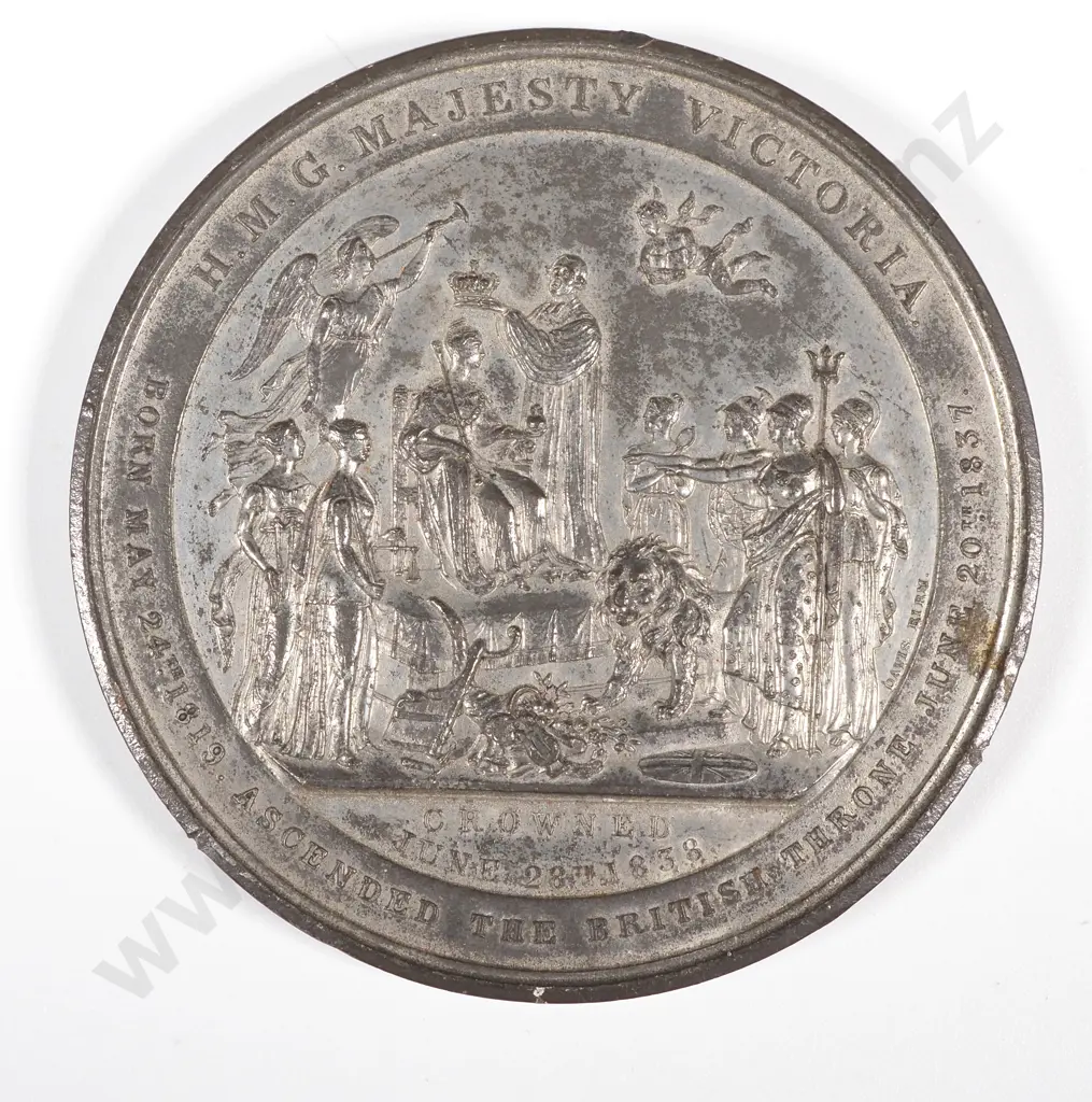 1837 United Kingdom White Metal Medal Commemorating the Accession to the Throne of Queen Victoria, 65mm  Image 1++