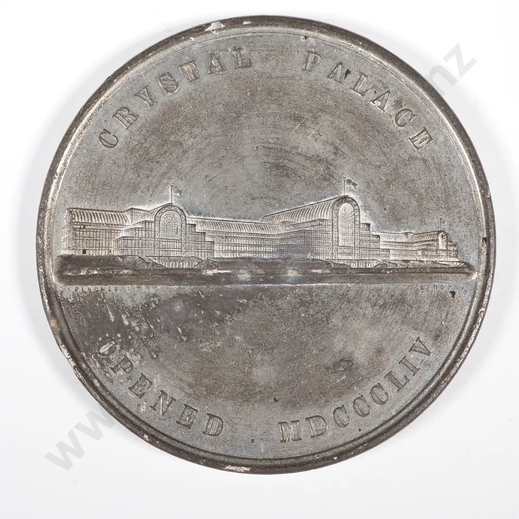 1854 United Kingdom White Metal Medal Commemorating the Opening of the Crystal Palace in London, 63mm  Image 1++