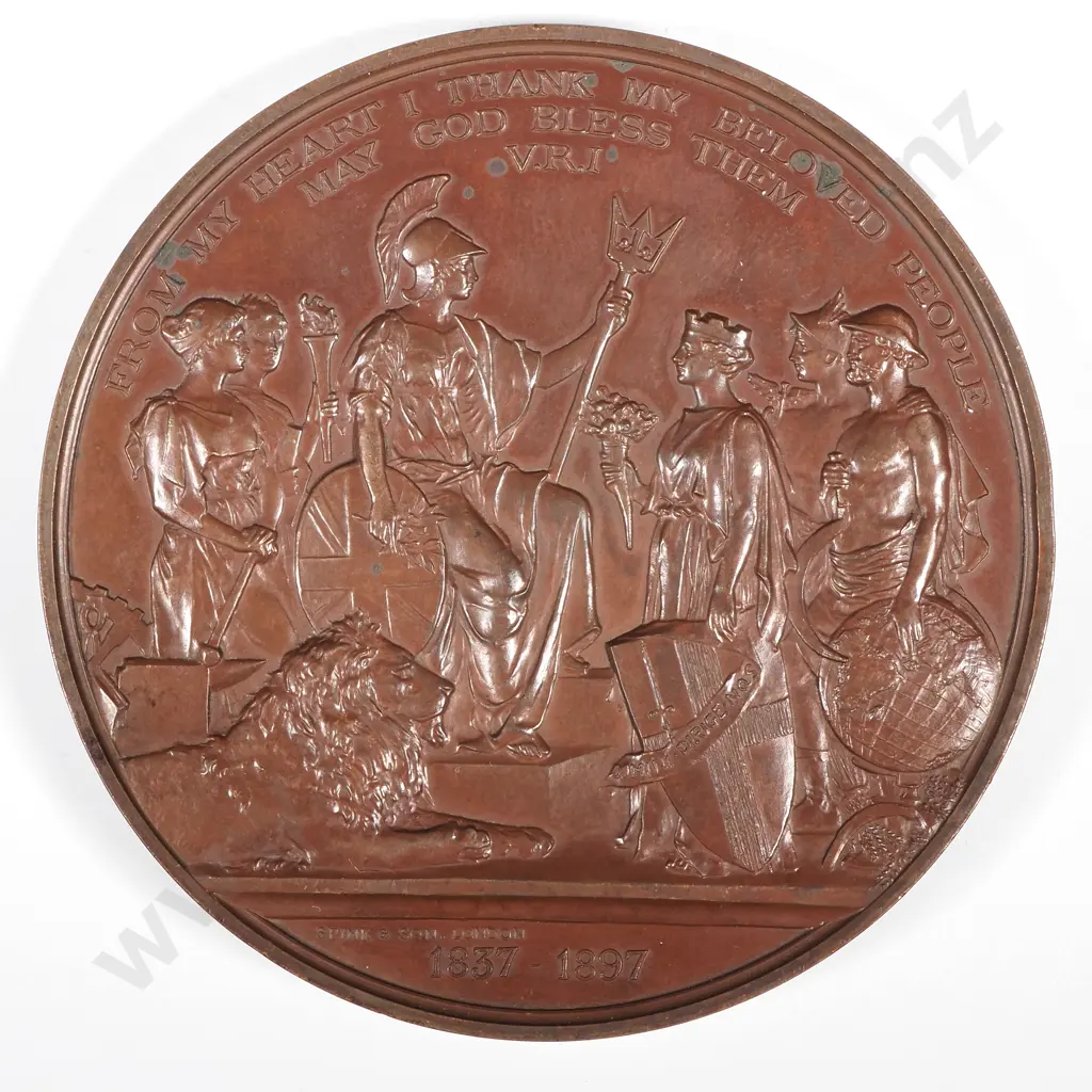 Huge 1897 Copper Medal by Bowcher & Spink Commemorating the Diamond Jubilee of Queen Victoria 77mm: 235.4 Grams Image 1++