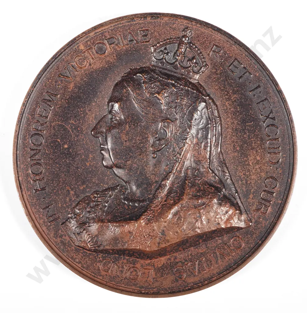 Huge 1897 Copper Medal by Bowcher & Spink Commemorating the Diamond Jubilee of Queen Victoria 77mm: 235.4 Grams Image 1++