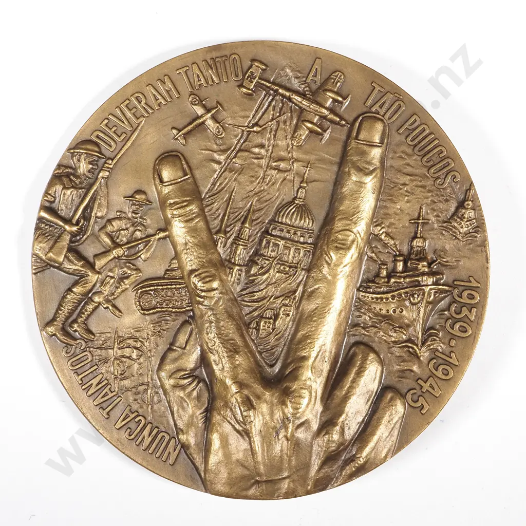 Massive!!! 1974 Portugal Bonze Medal - Commemorating Winston Churchill, 90.5mm: 293.2 Grams  Image 1++