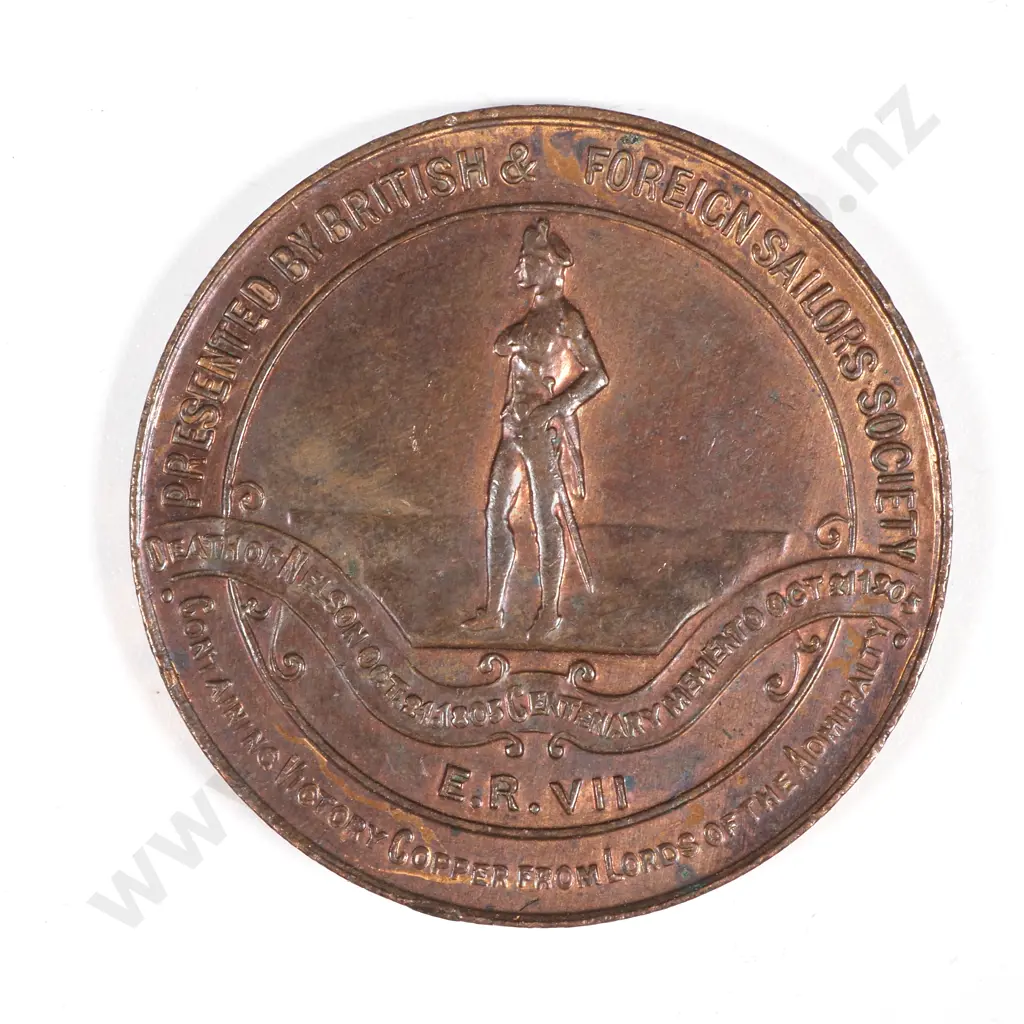 1905 Victory at Trafalgar Commemorative Coin w Victory Copper from the Admiralty  Image 1++