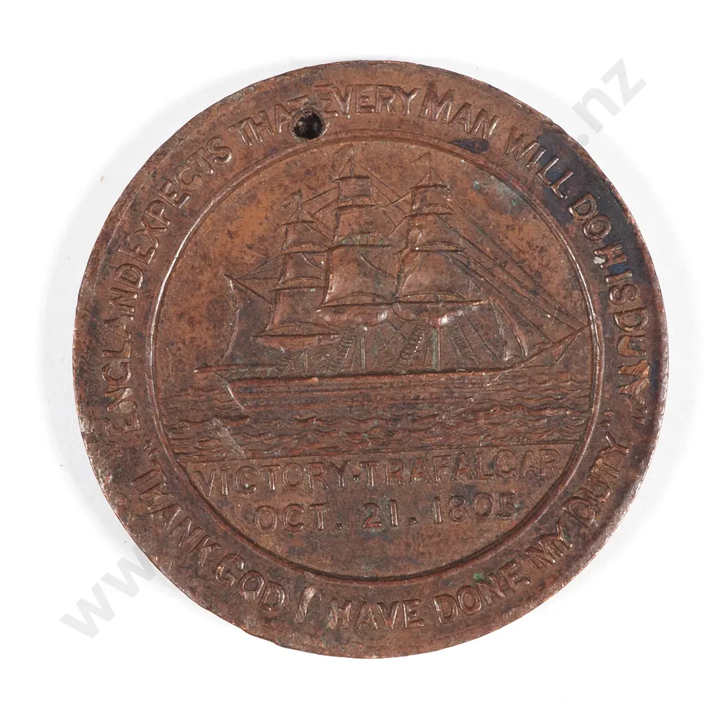 1905 Victory at Trafalgar Commemorative Coin From the St George Society & Sons of England - Ottawa  Image 1++