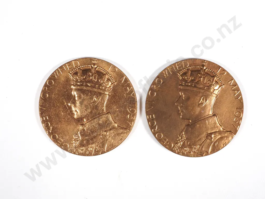 Two 1937 King George VI Coronation Copper Medals, 32mm  Image 1++