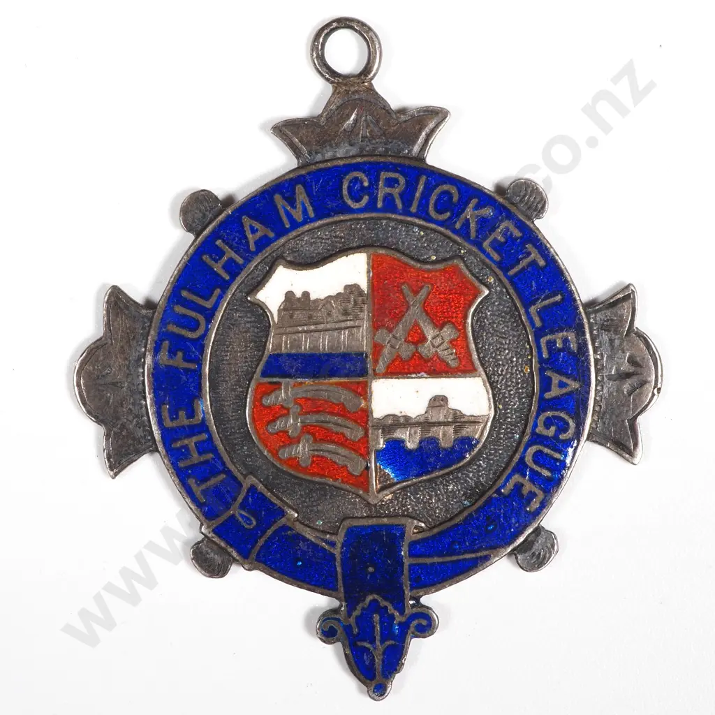 Fulham Cricket League Sterling Silver & Enamel Prize Medal  Image 1++