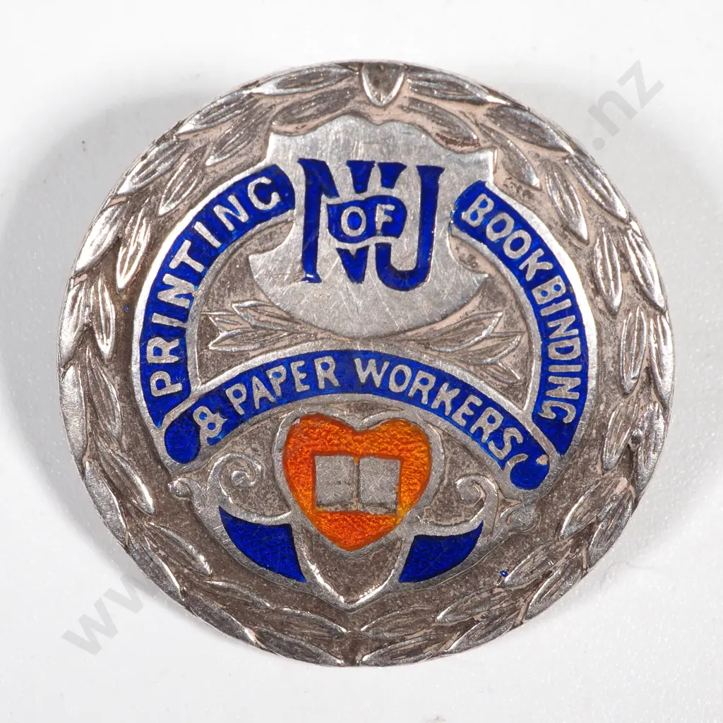 1954 Sterling Silver Printing Bookbinding & Paperworkers Union Pin Image 1++