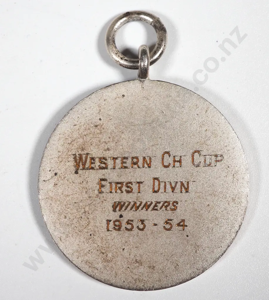 1953-54 Surrey County Intermediate League Enamelled Prize Medal  Image 1++