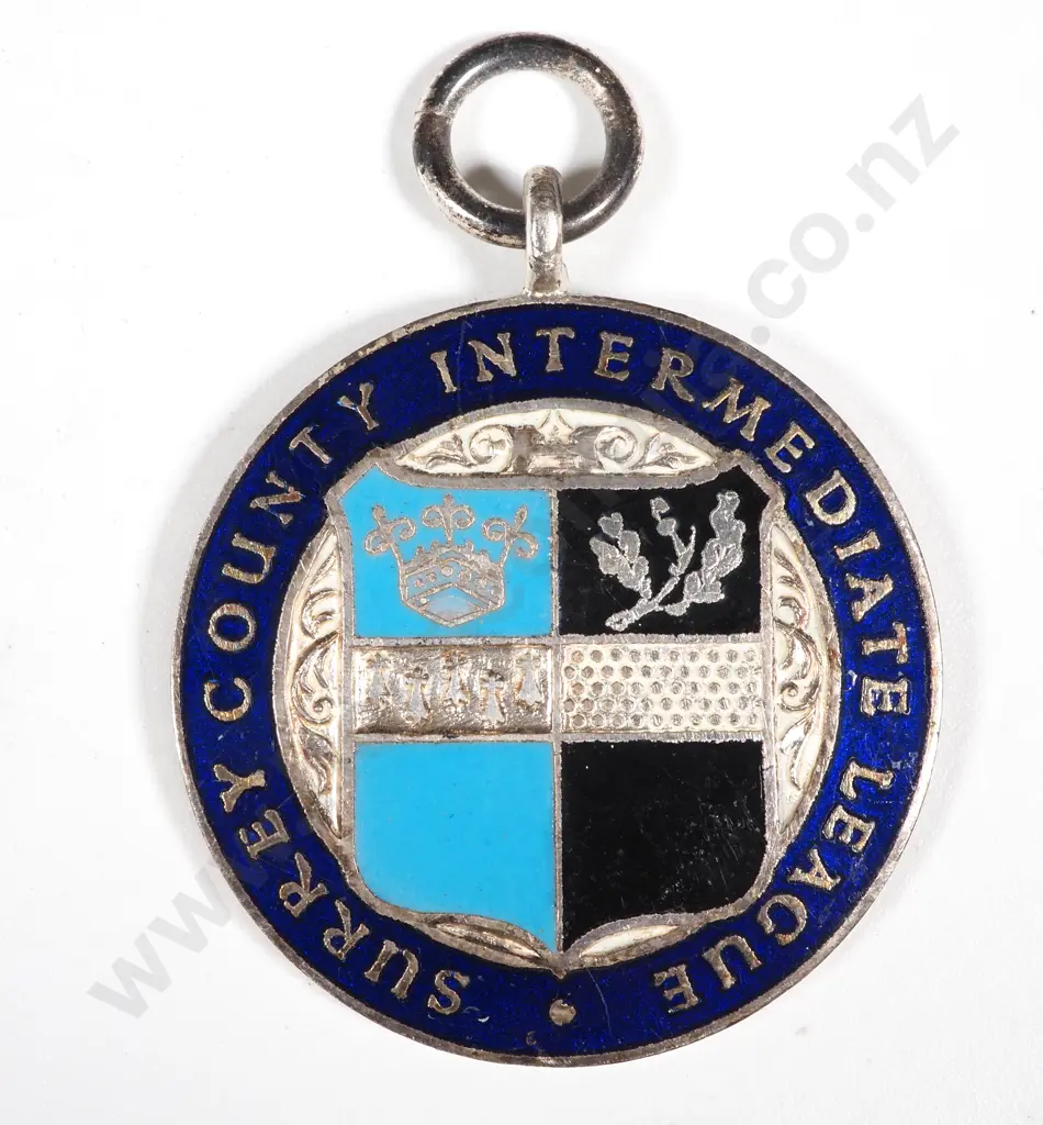 1953-54 Surrey County Intermediate League Enamelled Prize Medal  Image 1++