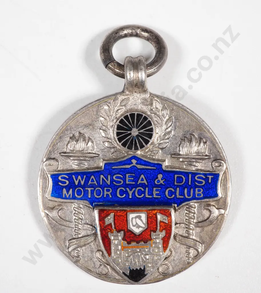 1927 Swansea & Dist Motor Cycle Club Sterling Silver & Enamel Prize Medal  Image 1++