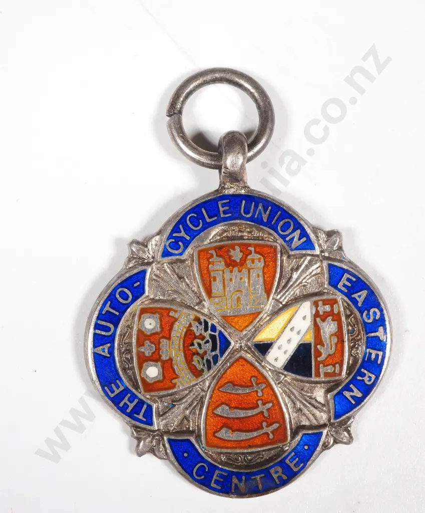 1928 Autocycle Union Easter Centre Sterling Silver Enamelled Prize Medal for Speed Trial  Image 1++