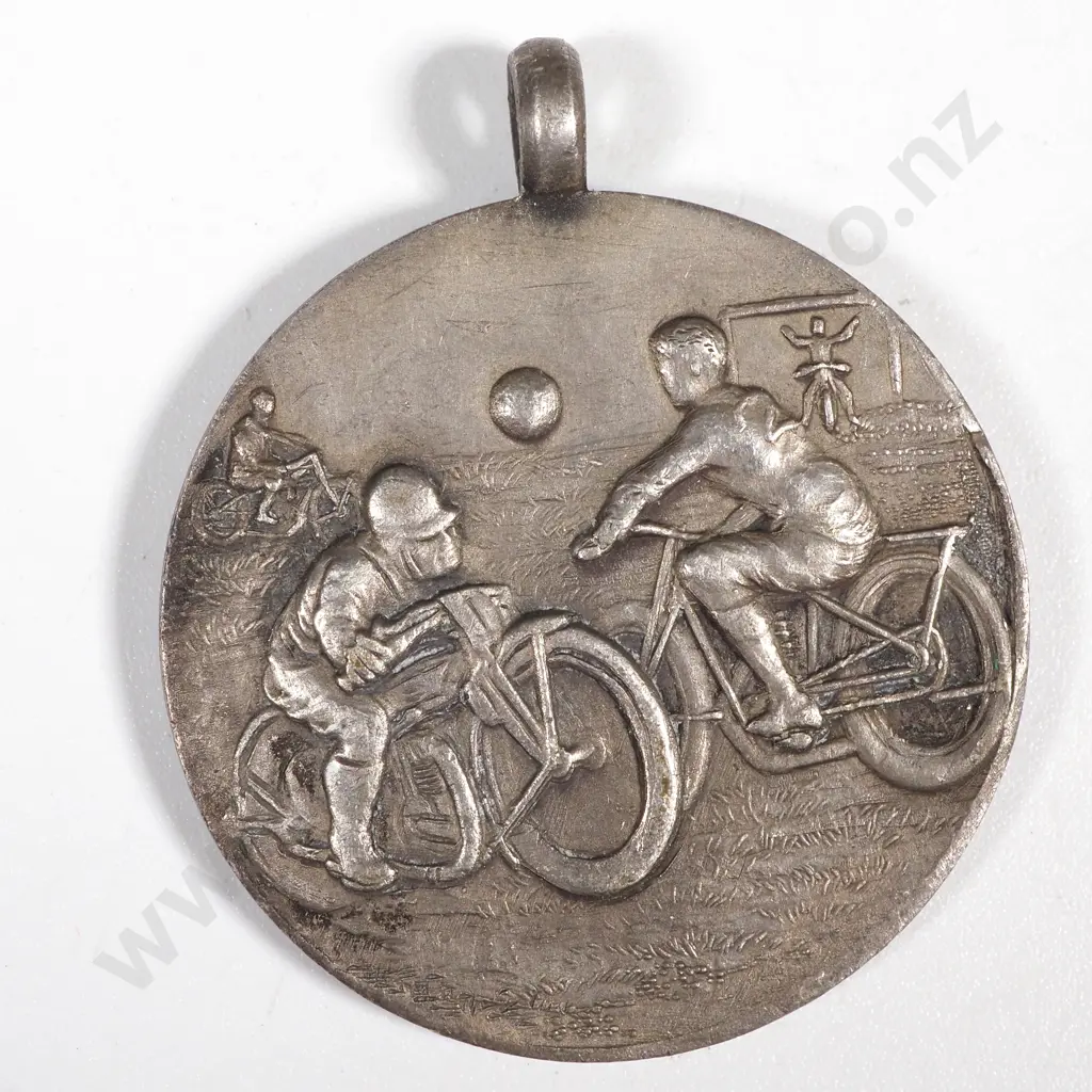 Antique White Metal Motorcycle Prize Medal  Image 1++