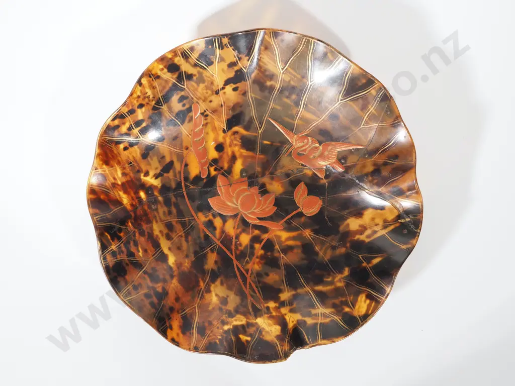 Two Repaired Faux Tortoiseshell Asian Style Chargers Image 1++