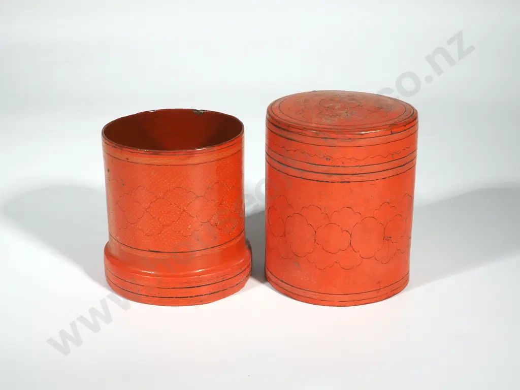 One Hand-Made Lacquer (Myanmar) Canister Image 1++
