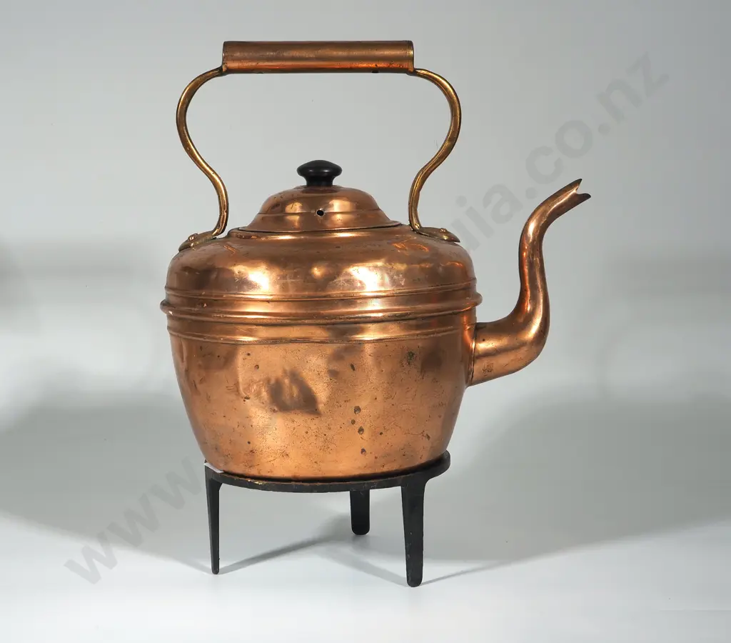 Copper Kettle and a Cast Iron Trivet  Image 1++