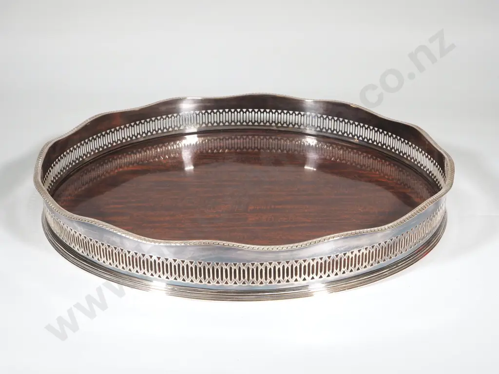 Silver Plated Circular Gallery Tray (inscribed) Image 1++