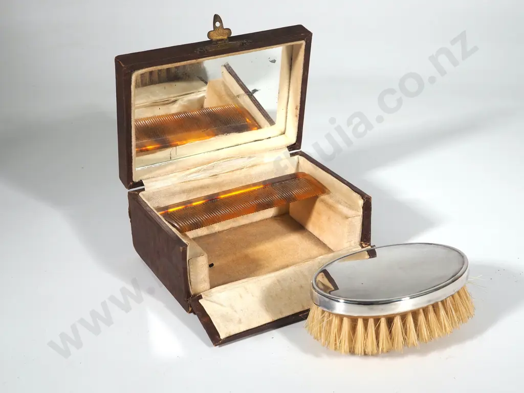 Antique Cased S/P Travelling Case & Comb  Image 1++