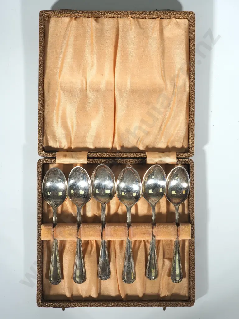Two Cased Unmatched Sets of Silver Plate Dessert Forks  & Two Cased Sets of Silver Plate Teaspoons Image 1++