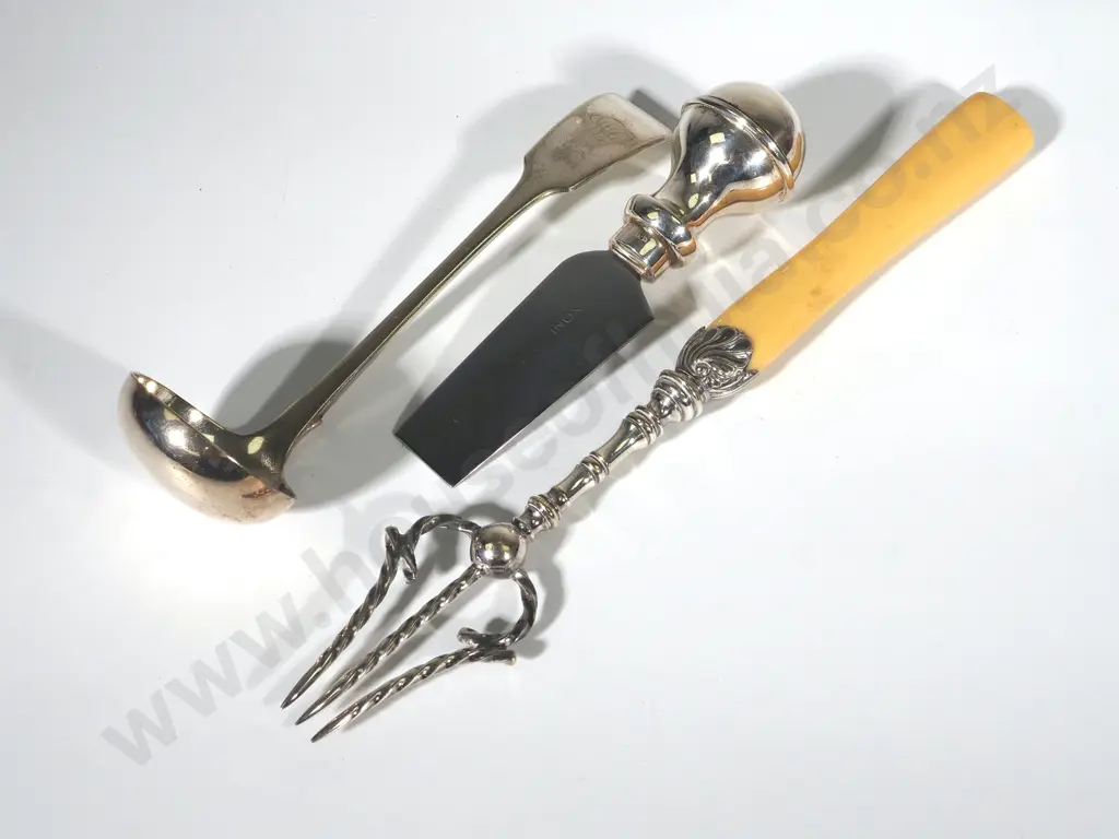 Victorian Plated Bread Fork, Plated Ladle and a Cheese Knife  Image 1++